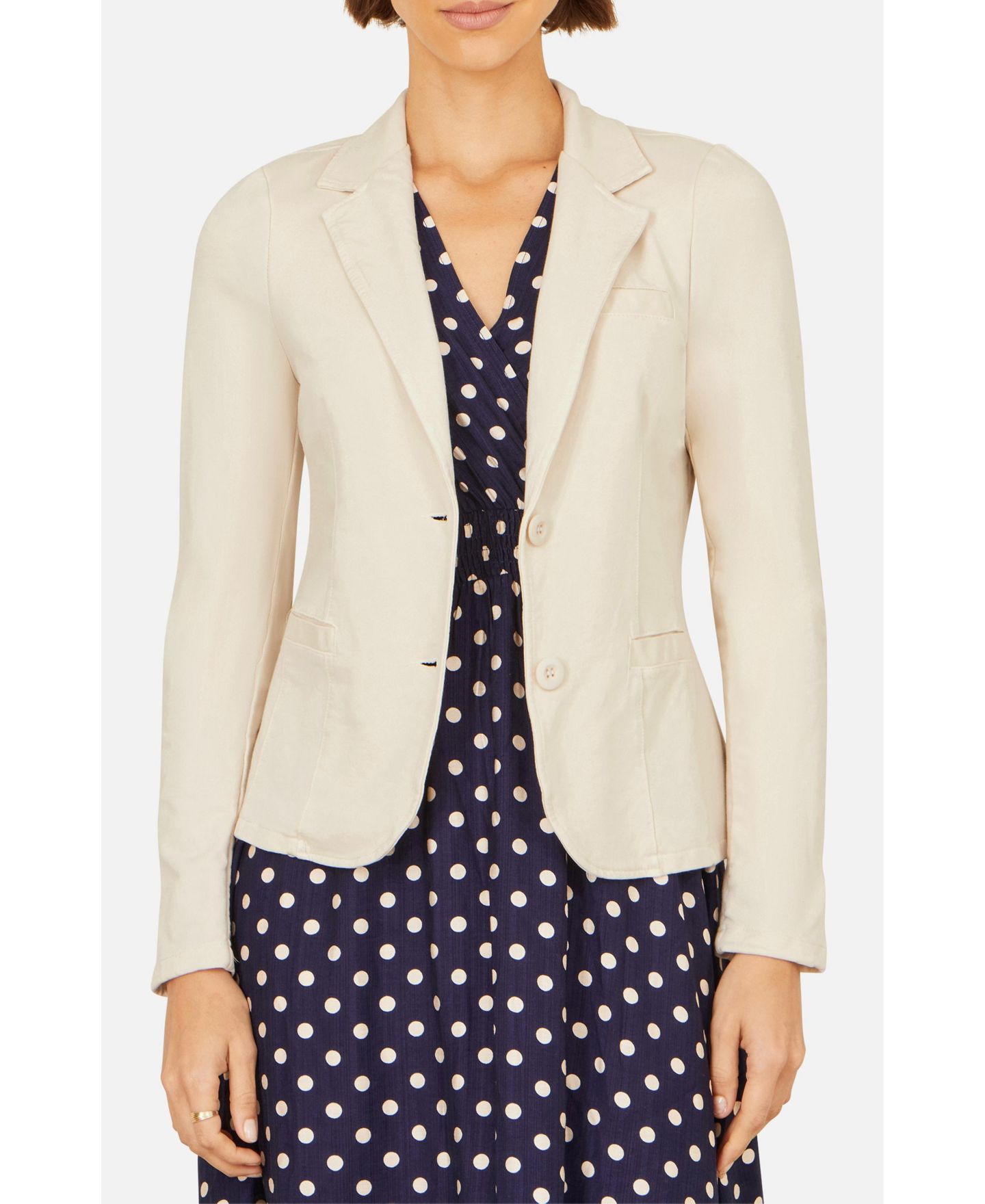 Женский пиджак Yumi Stretch Cotton Blazer, цвет: Бежевый — фото 5