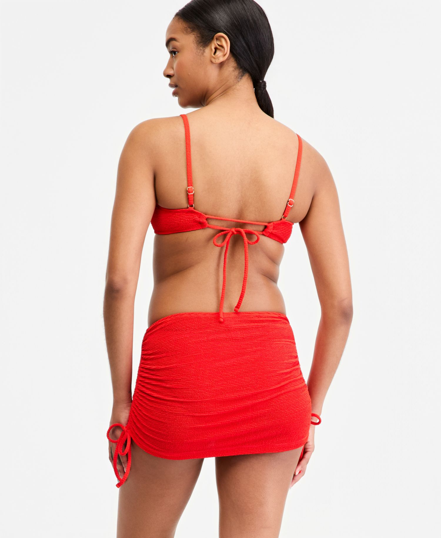 Women's Popcorn Scrunch Tie-Back Bikini Top