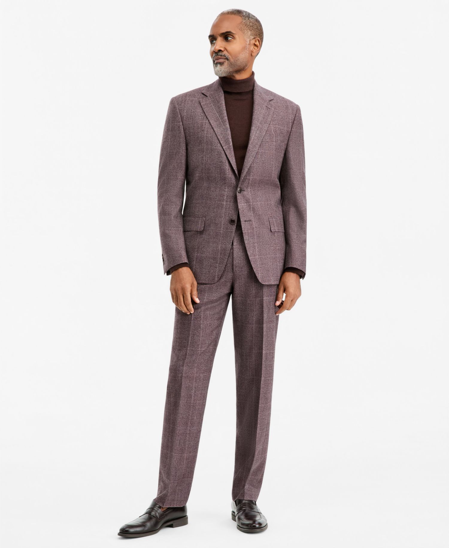 Men's Classic-Fit Wool-Blend Stretch Plaid Suit Separate Jacket