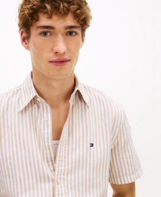 Men's Regular Linen-Blend Bengal Stripe Shirt