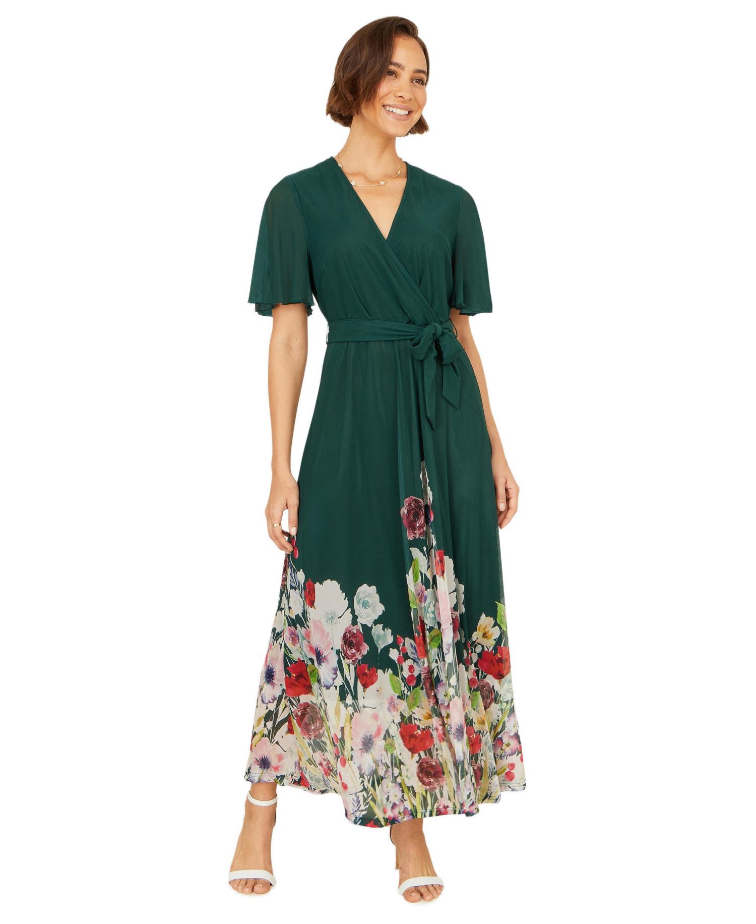 Women's Mesh Wrap Midi Dress