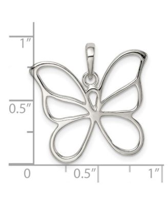 925 Sterling Silver 18 Inch Polished Open Butterfly Angel Wings Necklace 26x23mm Pendant Necklace
