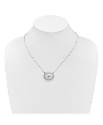 925 Sterling Silver Rhodium Plated 18+2 Inch Sideways Etched Locket Necklace 26.15mm Wide Locket Necklace