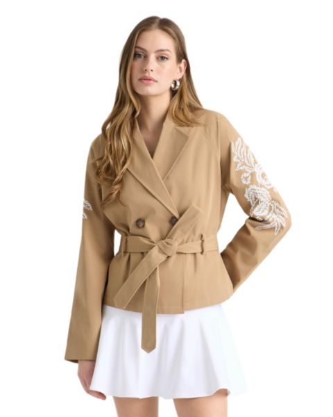 Женские куртки NVLT Women's Cropped Trench Coat with Embroideries
