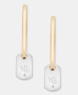 Two-Tone Drop Hoop Earrings 