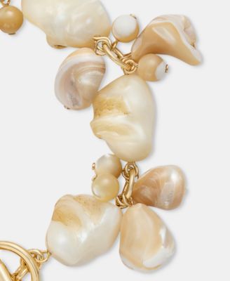 Gold-Tone Mother of Pearl Shell Flex Bracelet