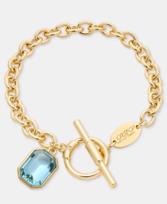 Gold-Tone Aqua Stone Flex Bracelet 