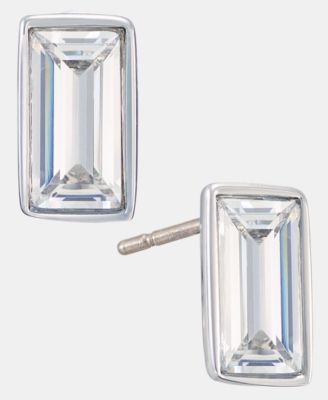 Baguette Cubic Zirconia Stud Earrings 