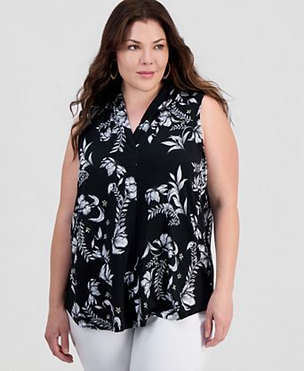 Plus Size Indina Floral Sleeveless V-Neck Top