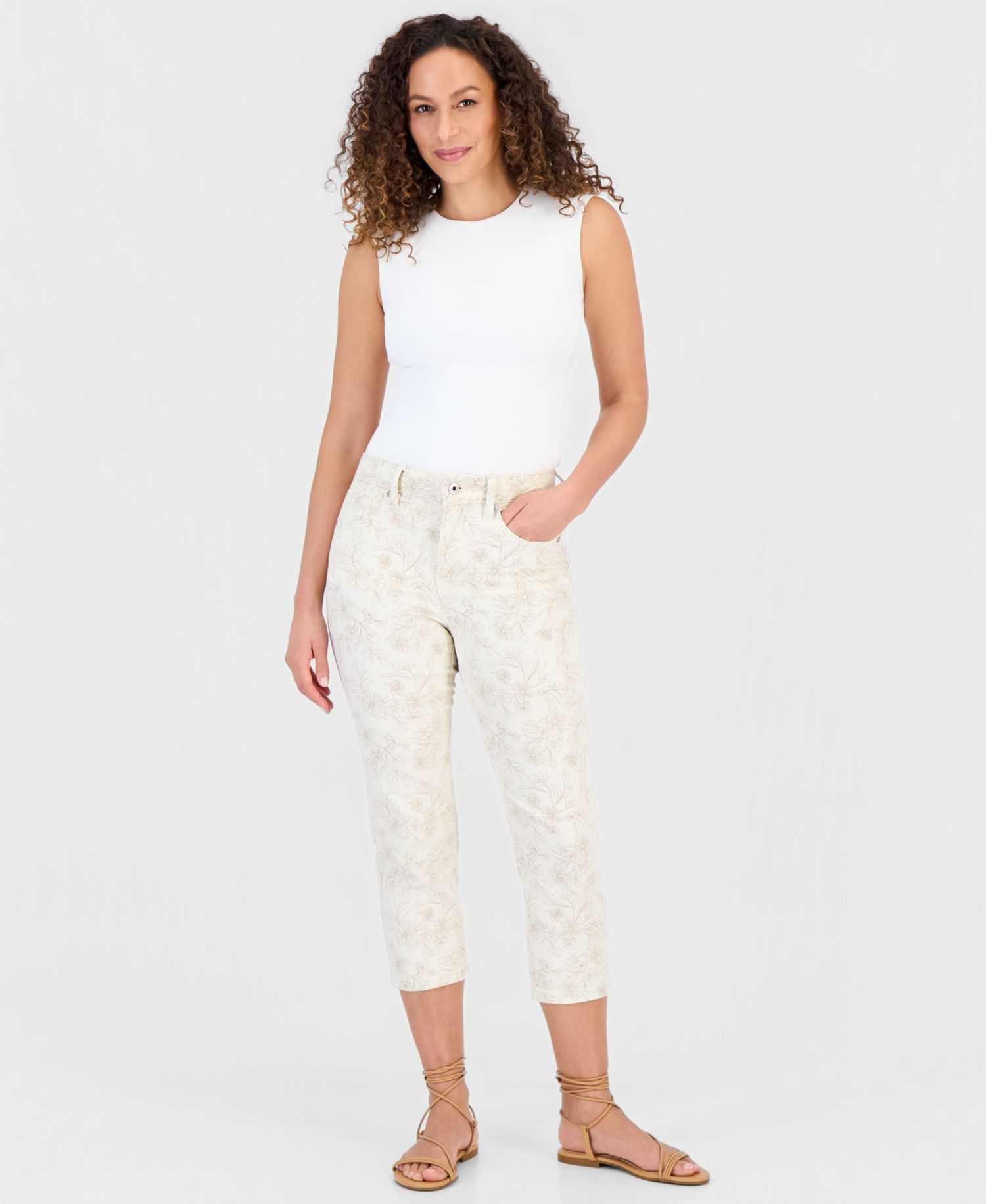 Petite Printed High-Rise Cropped Jeans