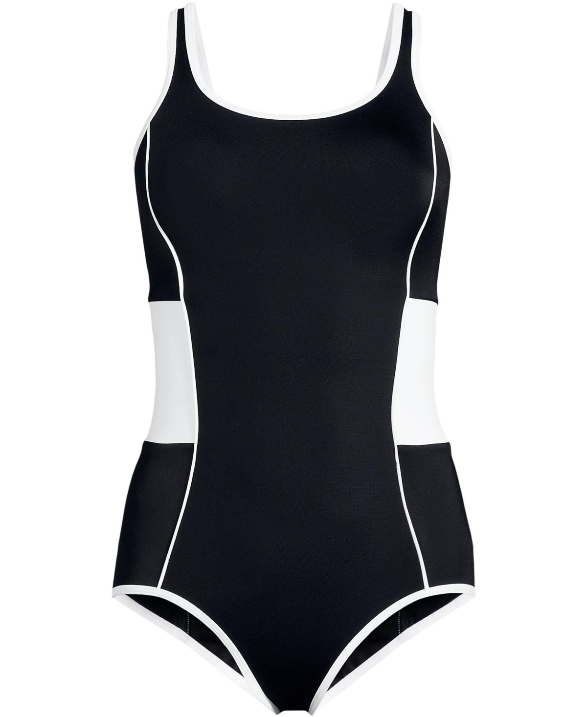 Lands' End Women's Long Torso Tugless Scoop Neck Low Leg One Piece