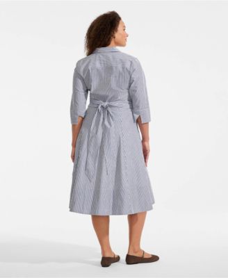 Women's Poplin Midi Wrap Front Dress