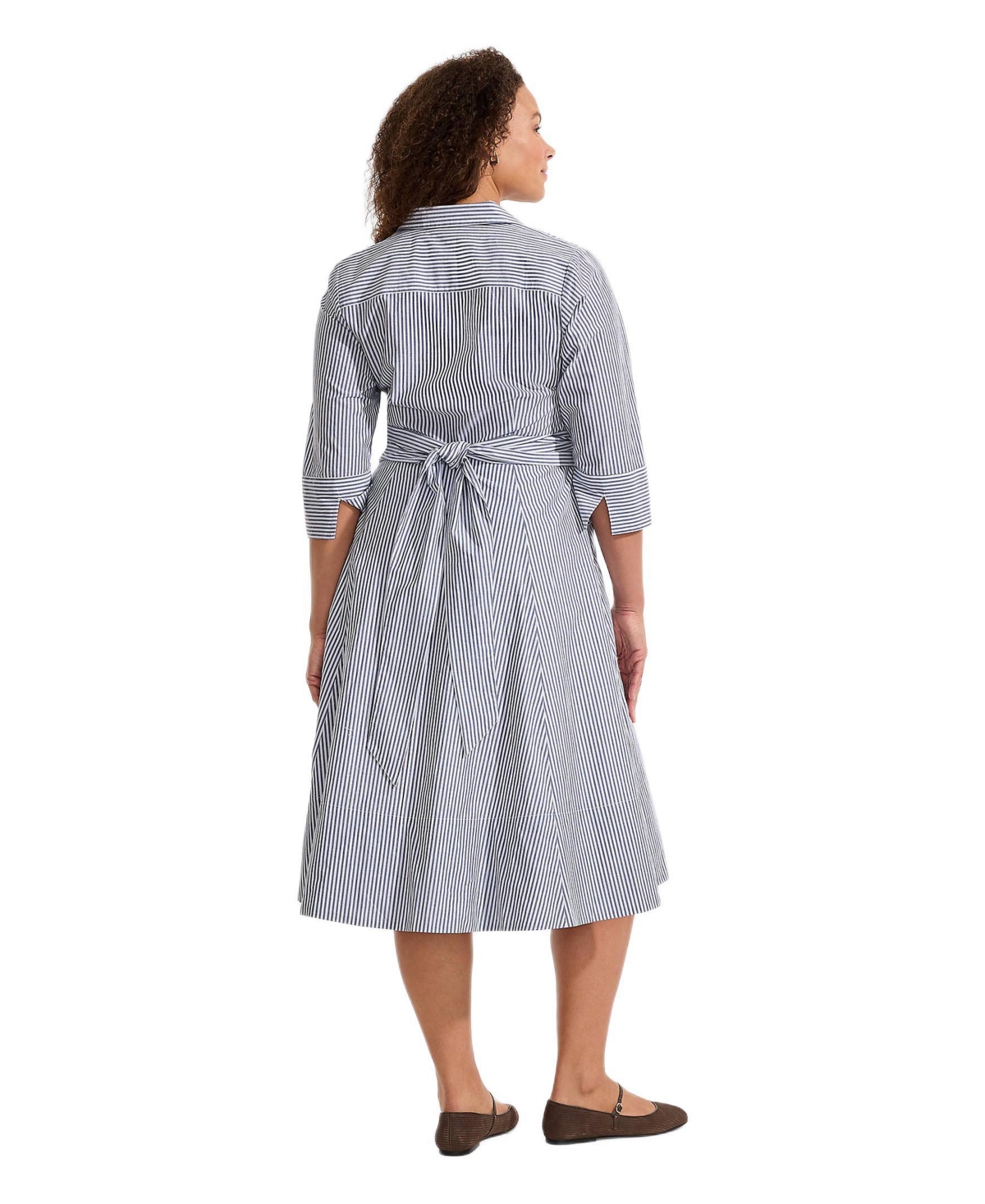 Lands' End Women's Poplin Midi Wrap Front Dress