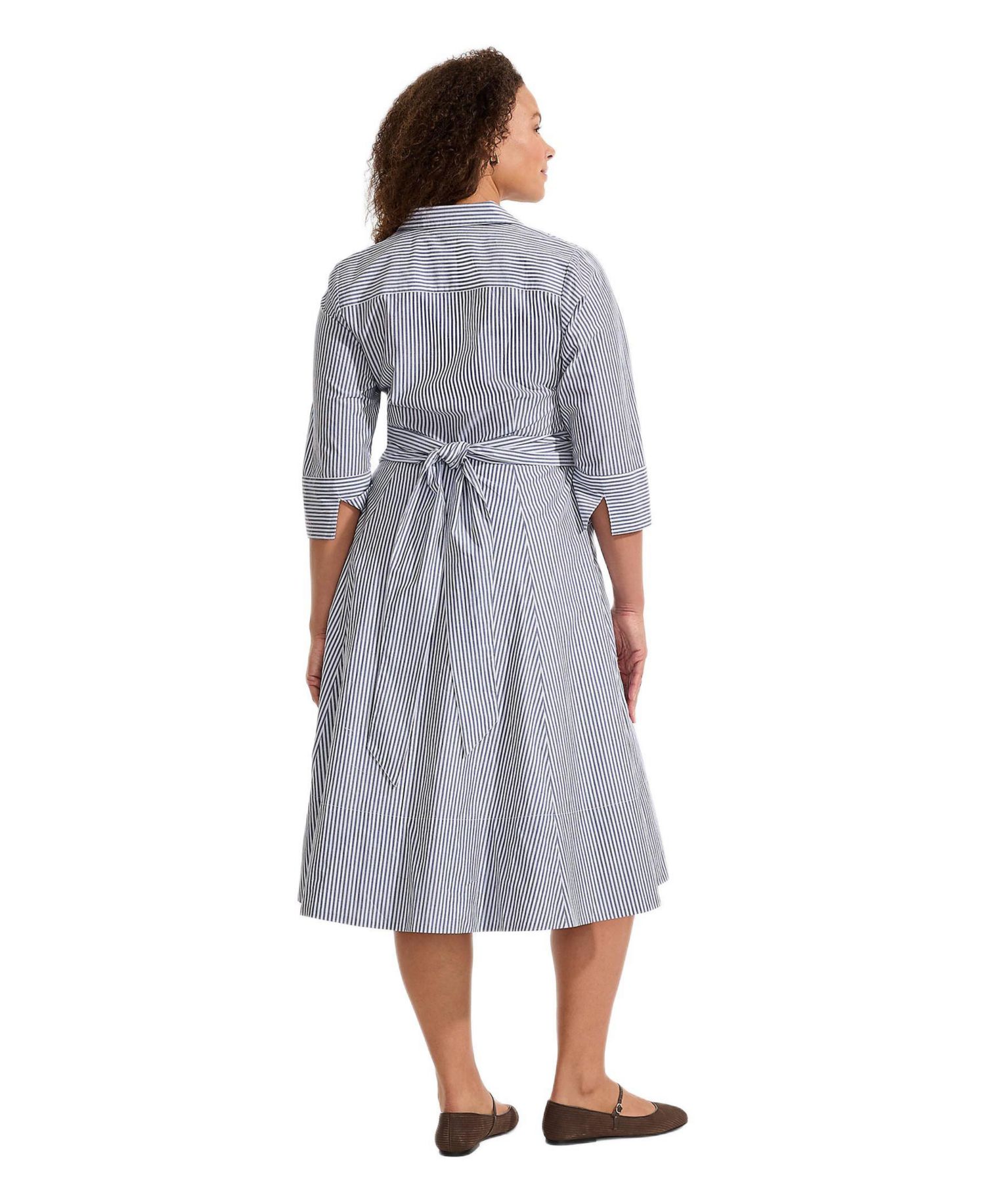 Women's Poplin Midi Wrap Front Dress