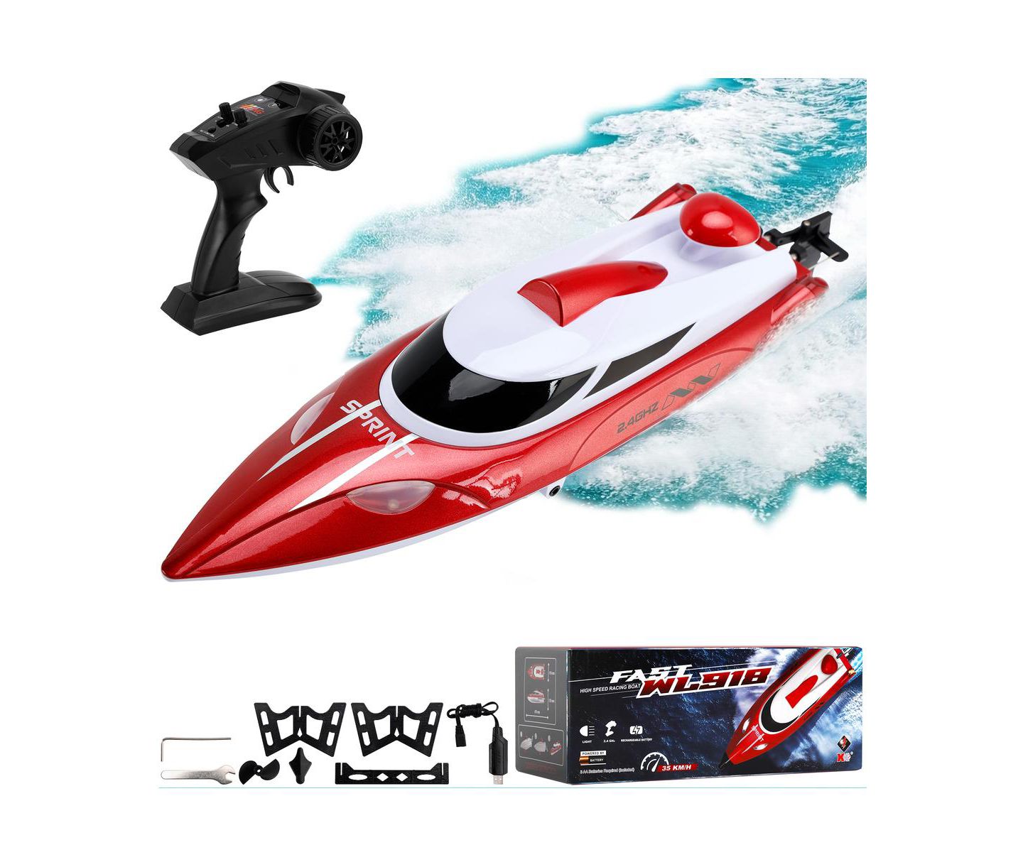 Детская игрушка Bruce & Shark High-Speed Self-Righting Jet Speedboat, цвет: Красный — фото 1