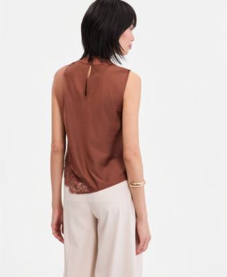 Women's Lace-Trim Cowl-Neck Sleeveless Top