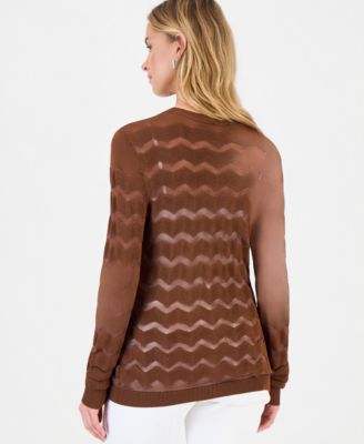 Women's Sheer Chevron Stripe Cardigan