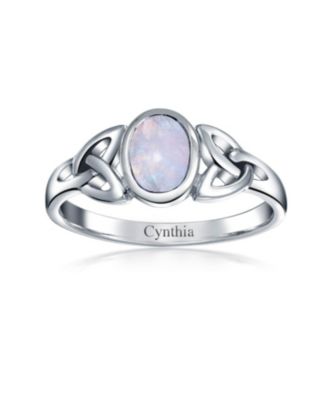 Oval Gemstone Celtic Trinity Knot Ring for BFF Sorority Sister Sterling Silver