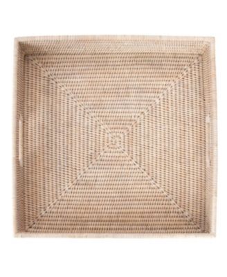 Artifacts Trading Company Rattan Square Tray with Cutout Handles