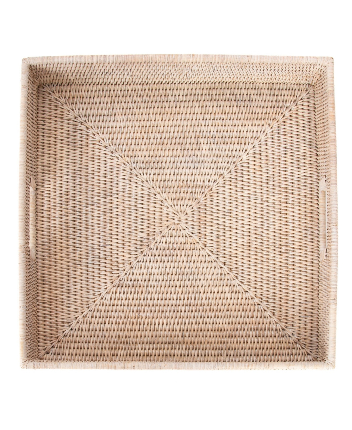 Artifacts Rattan Square Ottoman Tray with Cutout Handles