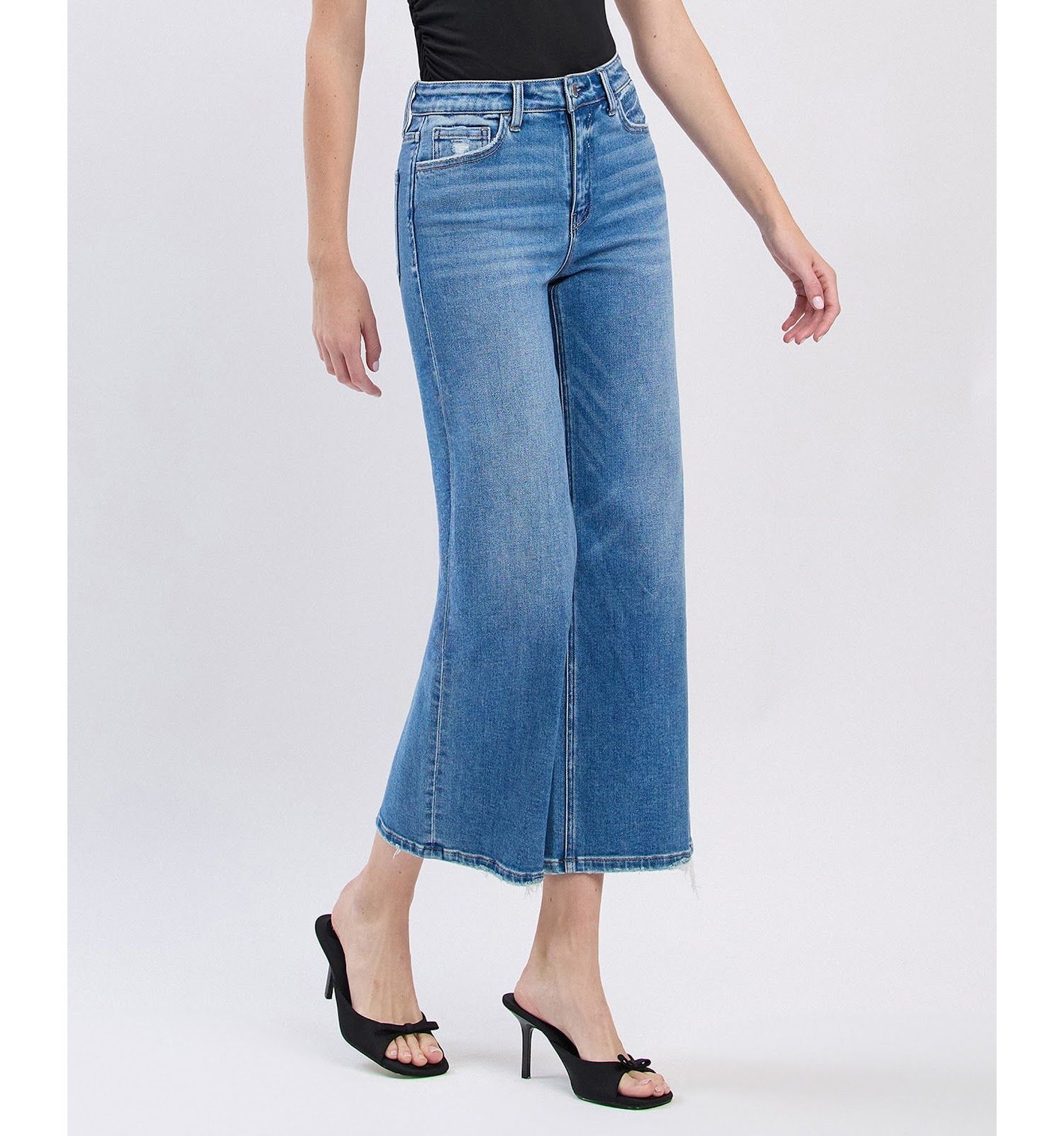 Women's High Rise Crop Wide Leg Jeans
