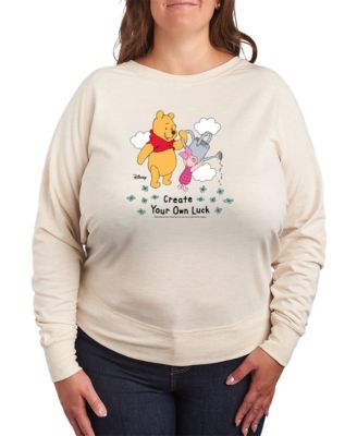 Plus Size Disney Winnie the Pooh Patrick's Day Create Own Luck Sweatshirt