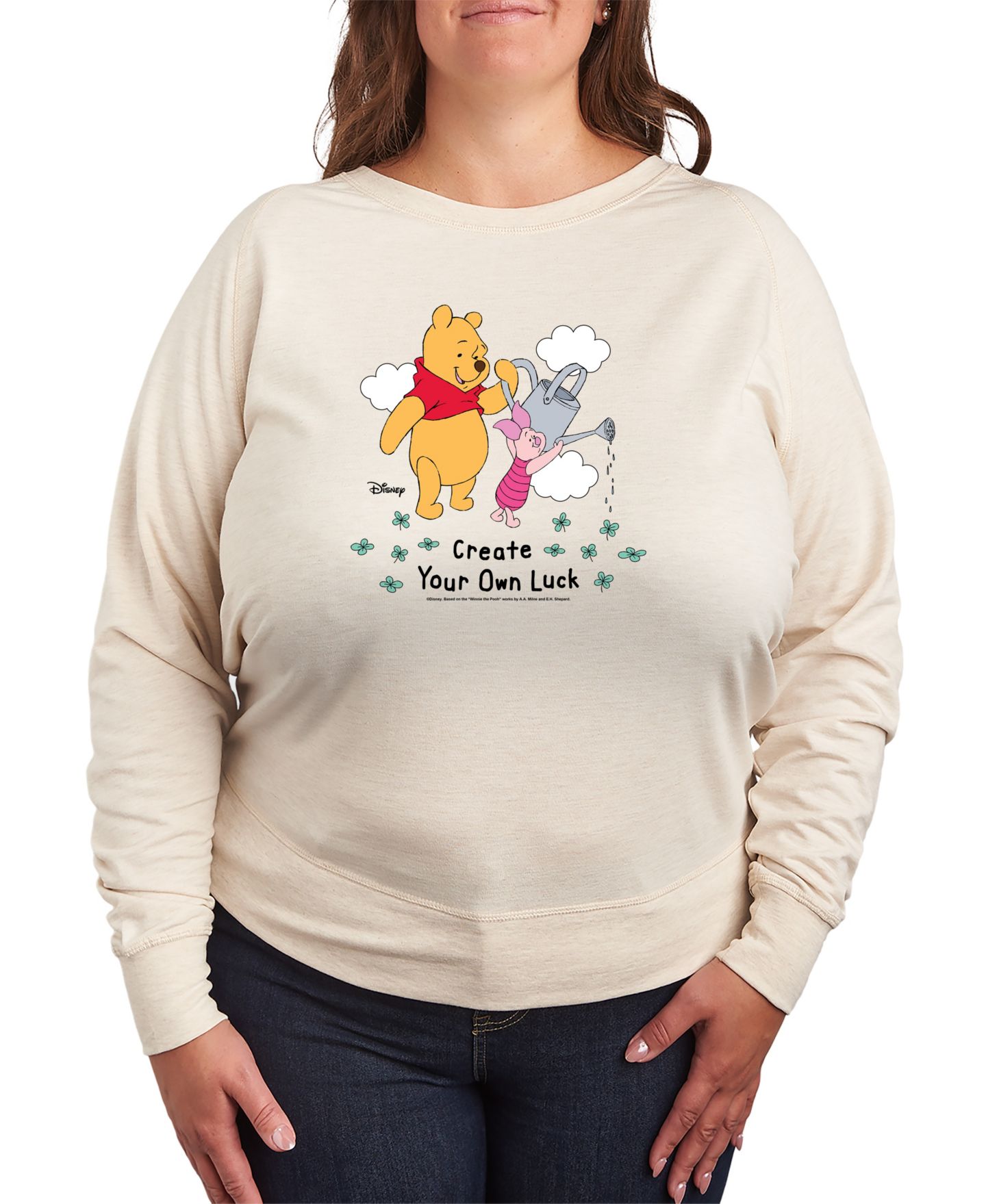 Женская толстовка Hybrid Apparel Plus Size Disney Winnie the Pooh Patrick's Day Create Own Luck, цвет: Берёзовый — фото 1