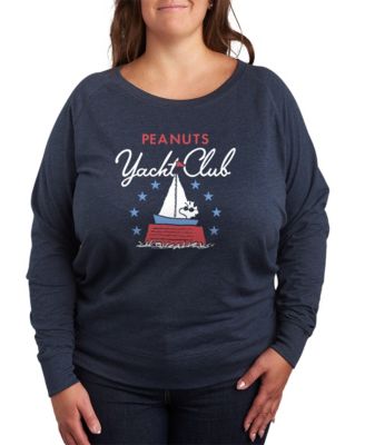 Plus Size Peanuts Patriotic Yacht Club French Terry Long-Sleeve Sweatshirt