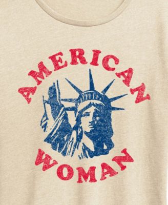 Plus Size Instant Message American Woman Statue Of Liberty Graphic Crewneck T-Shirt