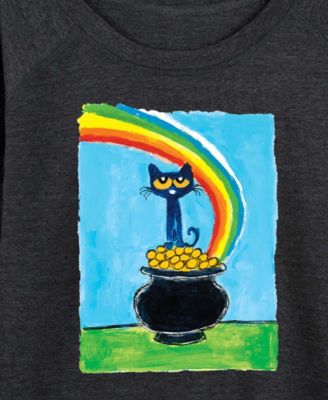 Plus Size Pete the Cat St. Patrick's Day Rainbow Pot Of Gold Graphic Crewneck T-Shirt