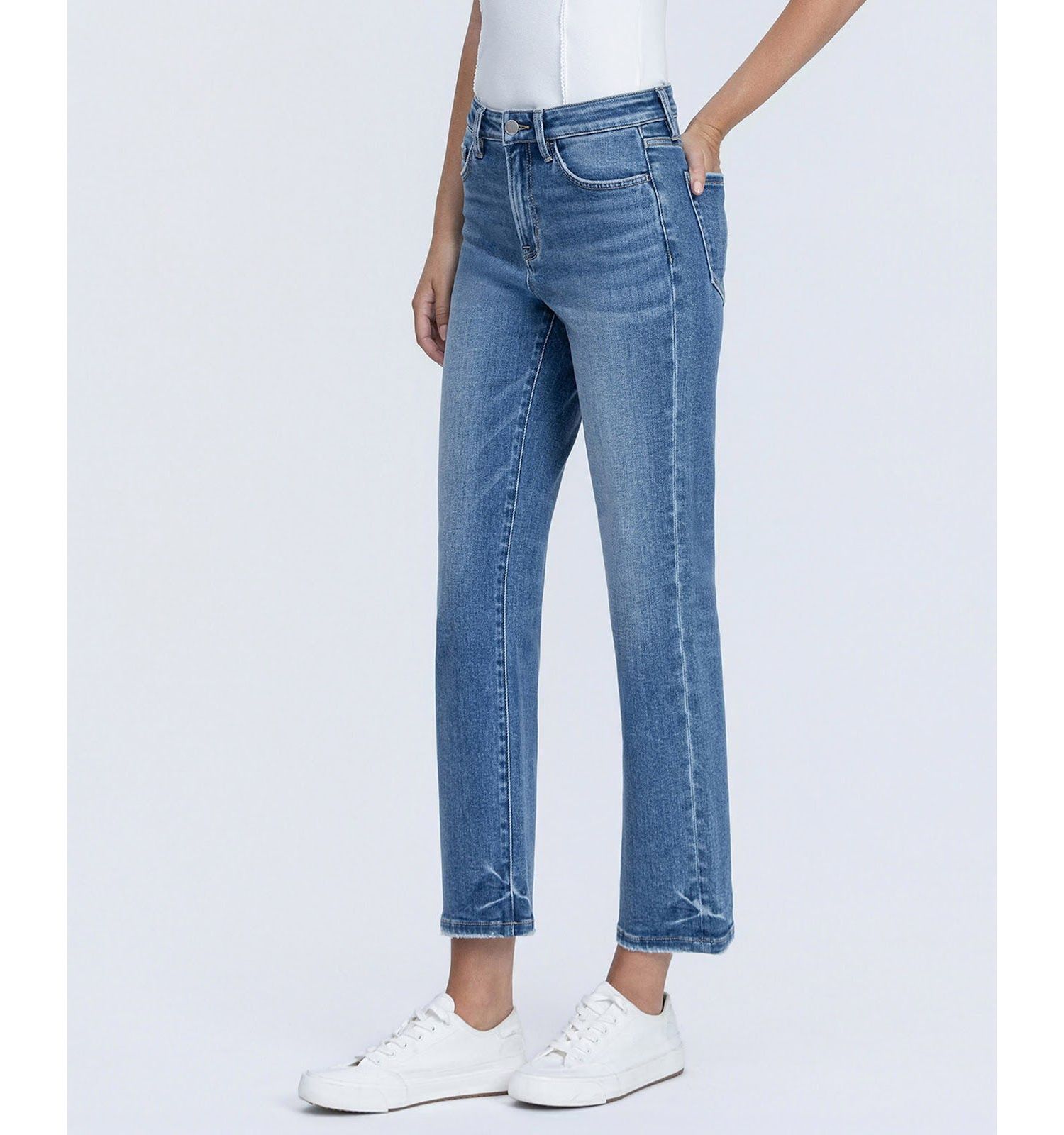 Women's High Rise Crop Straight Jeans