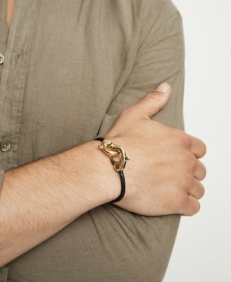 Men Black Leather Bracelet