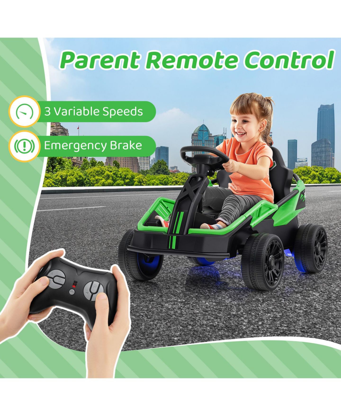 Детская игрушка Slickblue 12V Electric UTV Ride-On with Remote Control, 110 lbs., Ages 3-10, цвет: Зелёный — фото 6