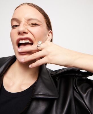 White Faceted Crystal Ring