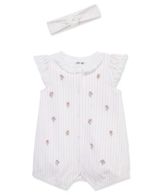 Baby Girls' Knit Floral Romper & Headband, 2-Piece Set