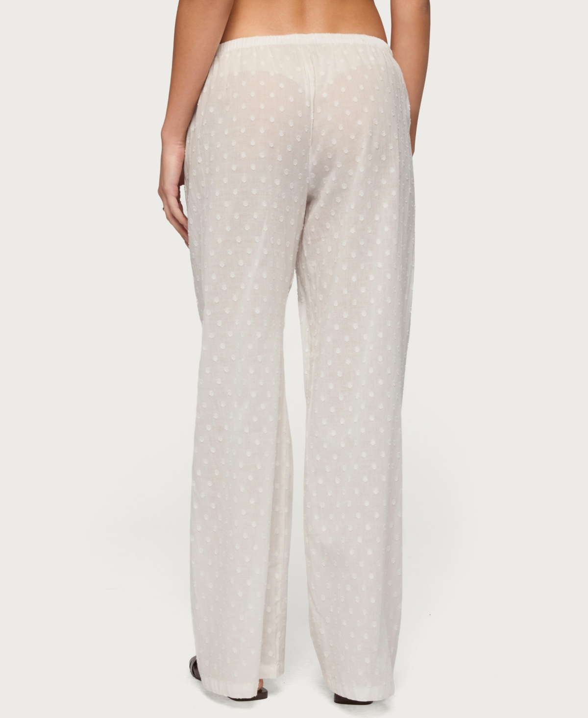 Edikted Women's Embroidered Polka Dot Sheer Cotton Pants