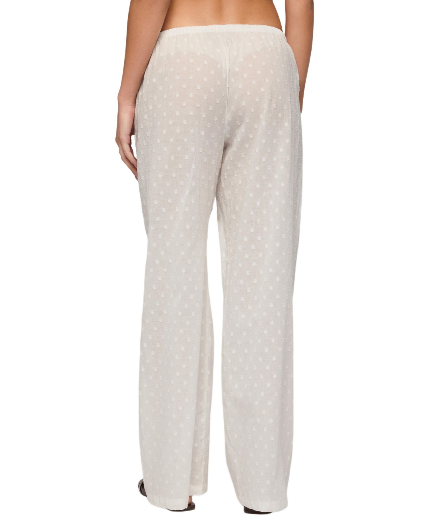 Women's Embroidered Polka Dot Sheer Cotton Pants