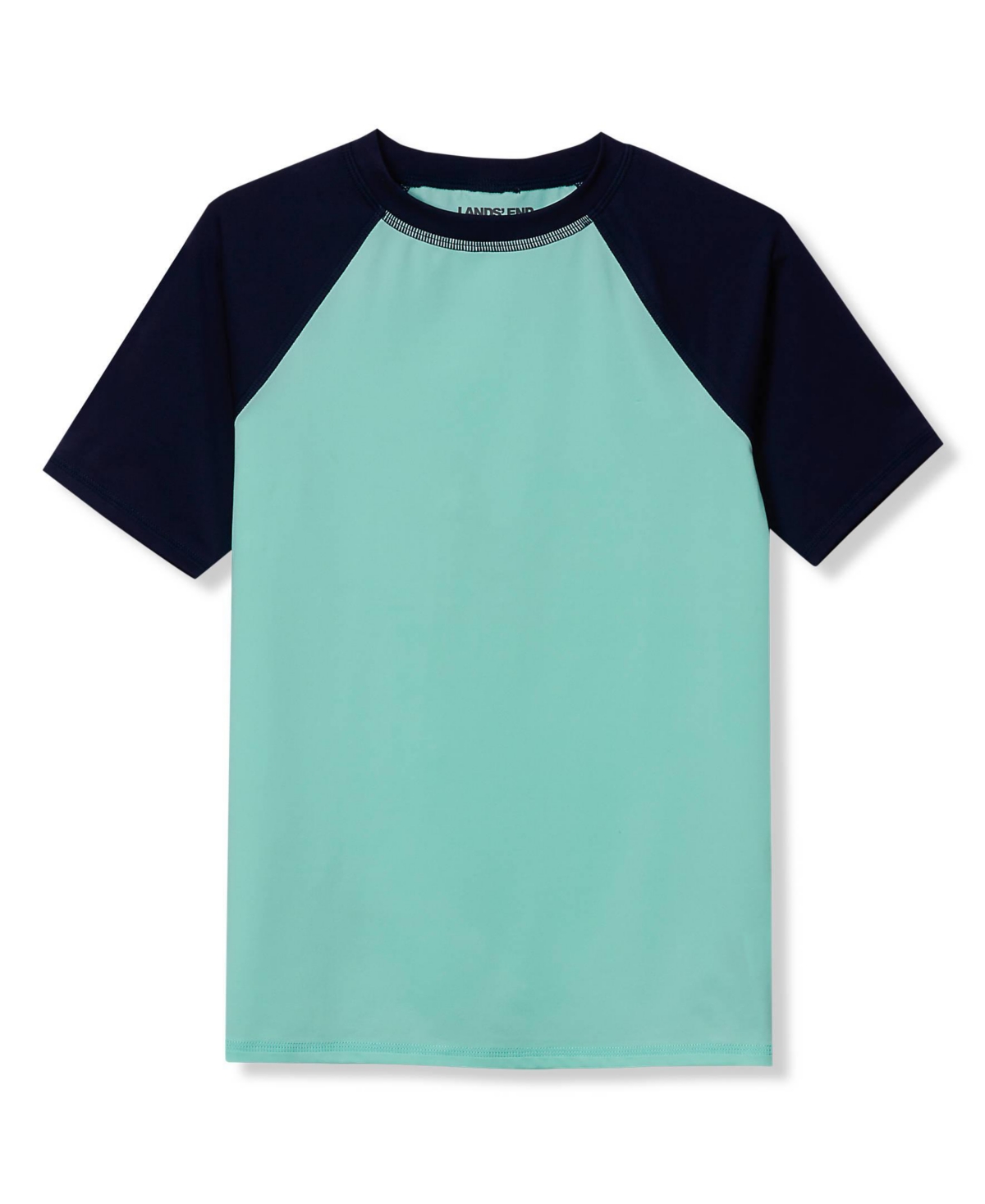 Lands' End Boys Chlorine Resistant Short Sleeve Crew Neck Upf 50 Rash Guard - Beach glass blue