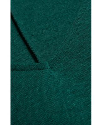 Women's Linen Blend V-Neck Midi Dress