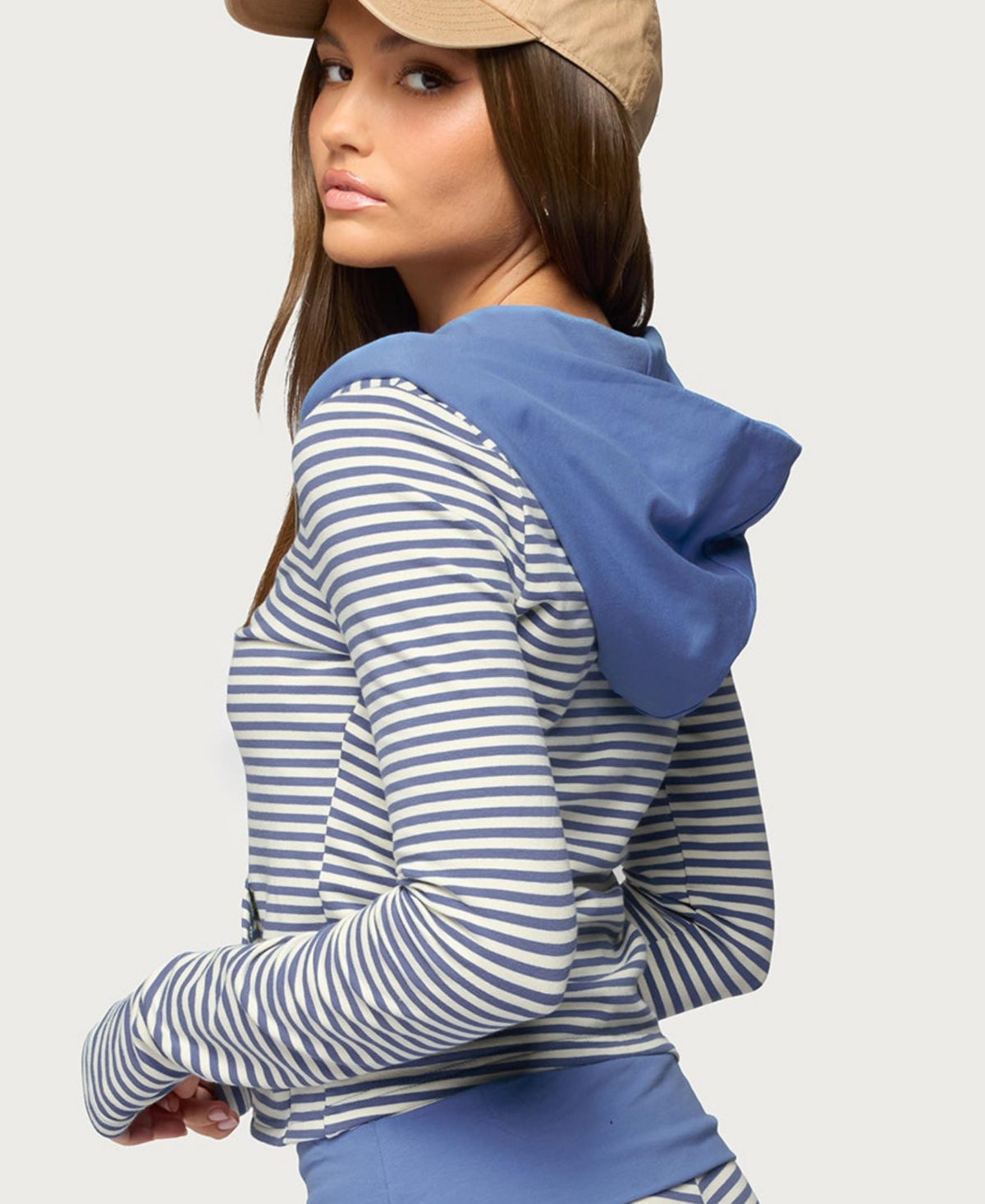 Edikted Women's Meggy Striped Zip Up Hoodie