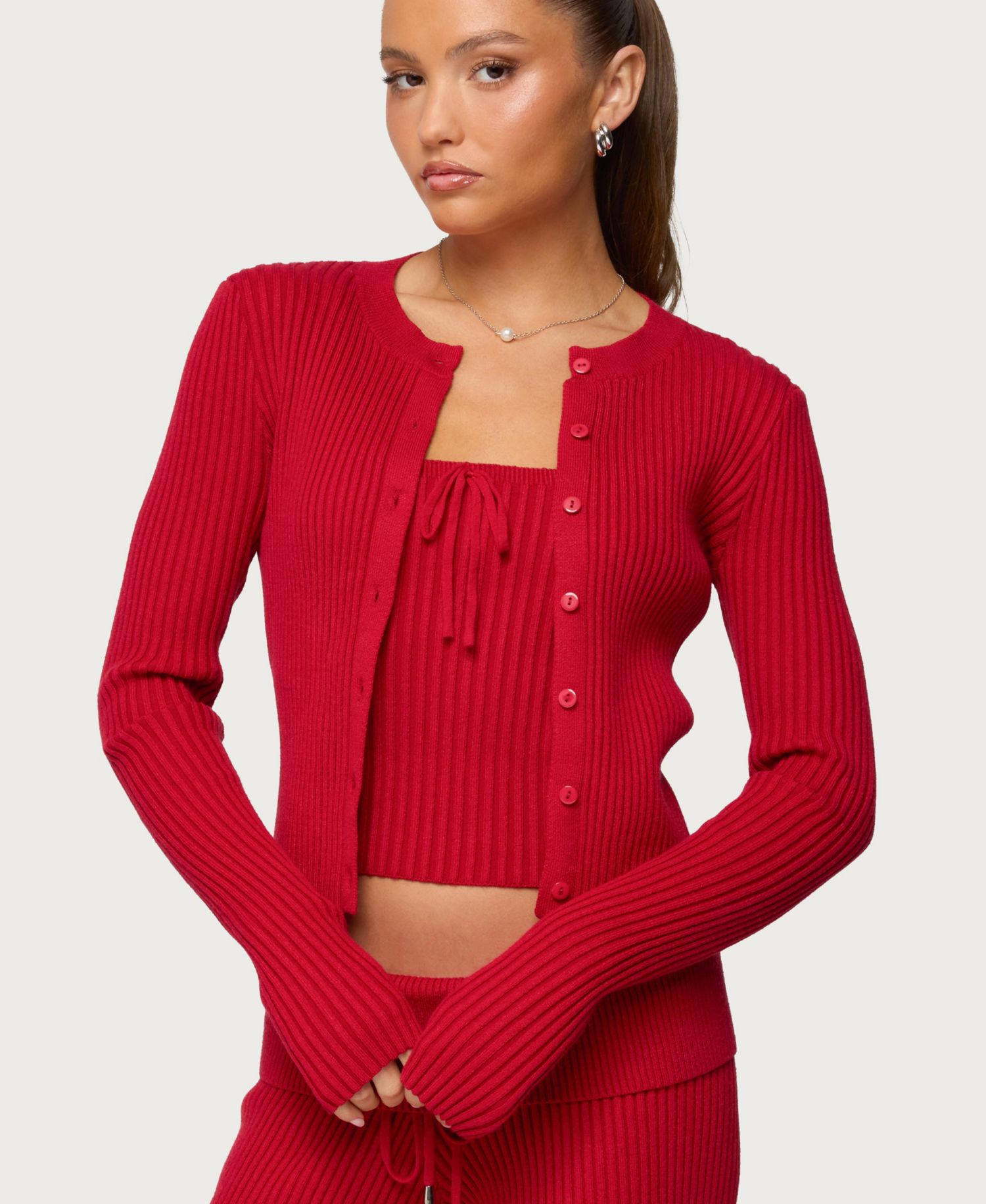 Women's Adannah Ribbed Knit Button Up Cardigan