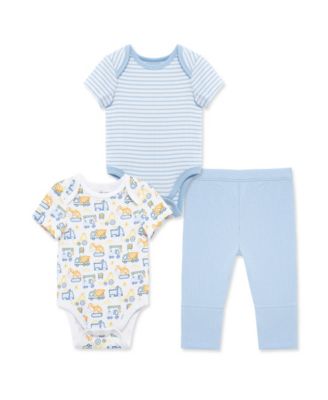Baby Boys' Round Neck Bodysuit & Pants, 3-Piece Set