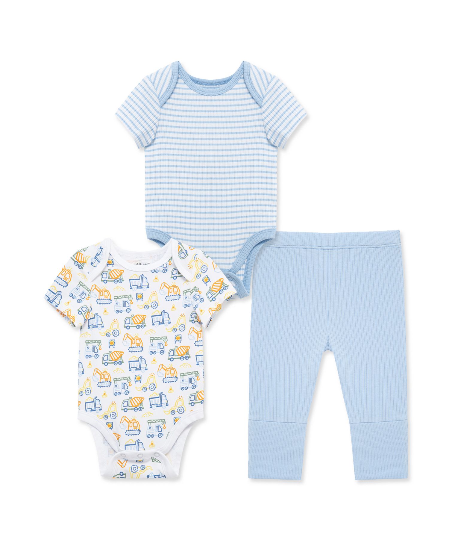 Baby Boys' Round Neck Bodysuit & Pants, 3-Piece Set