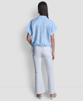 Women's Short-Sleeve Button-Down Top