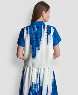 Women's Printed Short-Sleeve Camp Shirt