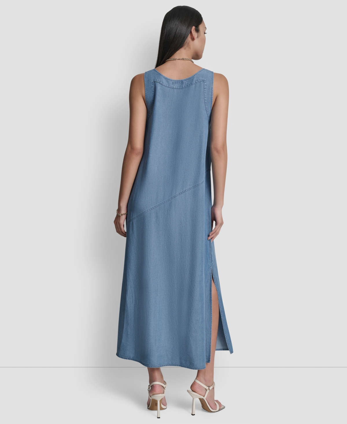 Dkny Women's Sleeveless V-Neck Side-Slit Dress
