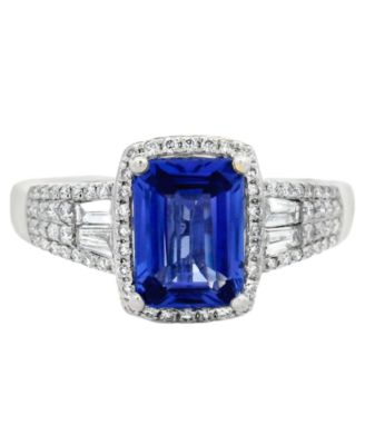 Tanzanite (1.85 ct. t.w.) & Diamond (0.41 ct. t.w.) Ring in 14k White Gold (Also Available in Emerald)