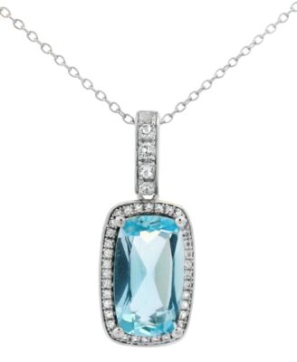 Sky Blue Topaz (5.50 ct. t.w.) & White Topaz (0.35 ct. t.w.) Pendant Necklace in Sterling Silver (Also Available in Pink Amethyst & Amethyst)
