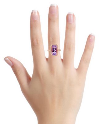Pink Amethyst (3.30 ct. t.w.) & White Topaz (0.60 ct. t.w.) Ring in 14k Rose Gold Plated Sterling Silver