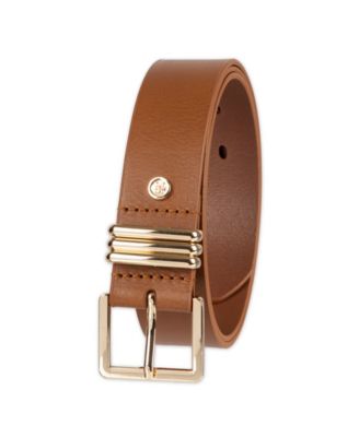 Women's Triple-Metal Strap Keeper Casual Leather Belt